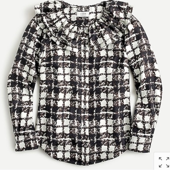 J. Crew Tops - NWT J. Crew Collection silk twill ruffle-collar top in plaid